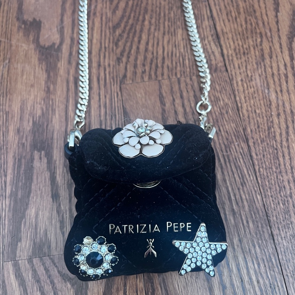 Patrizia Pepe Black Mini Bag with Gold Chain
